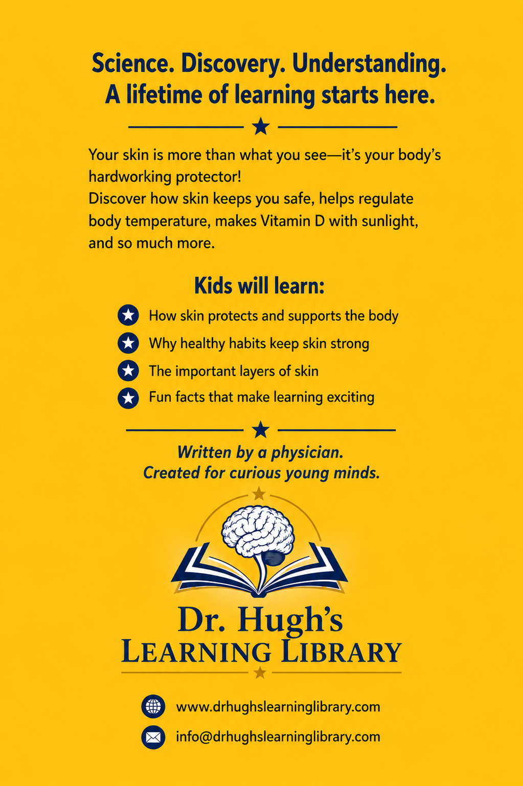 Your Amazing Skin! back cover - Dr. Hugh's Learning Library